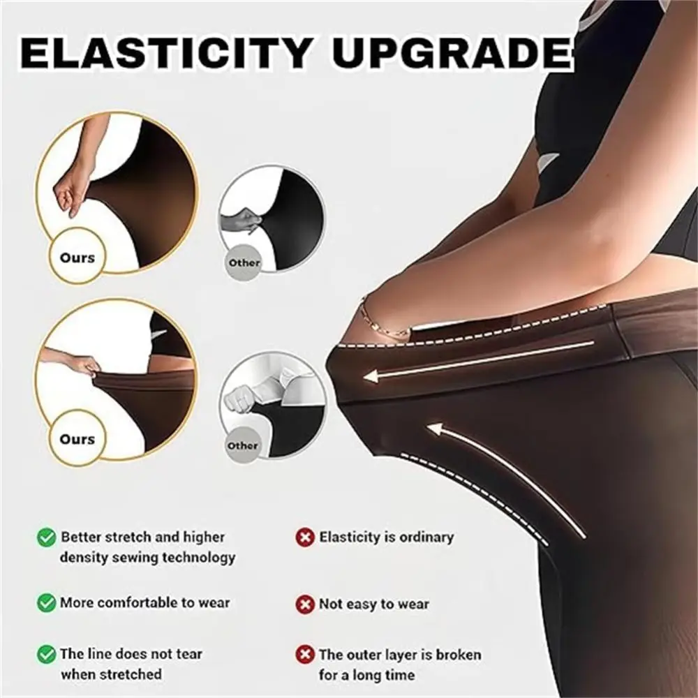 

Compression Band Magic One-Seam Leggings One Seam Design Fleece Lined Fleece Lined Leggings Snatch Waist Bare-Leg Tights Women