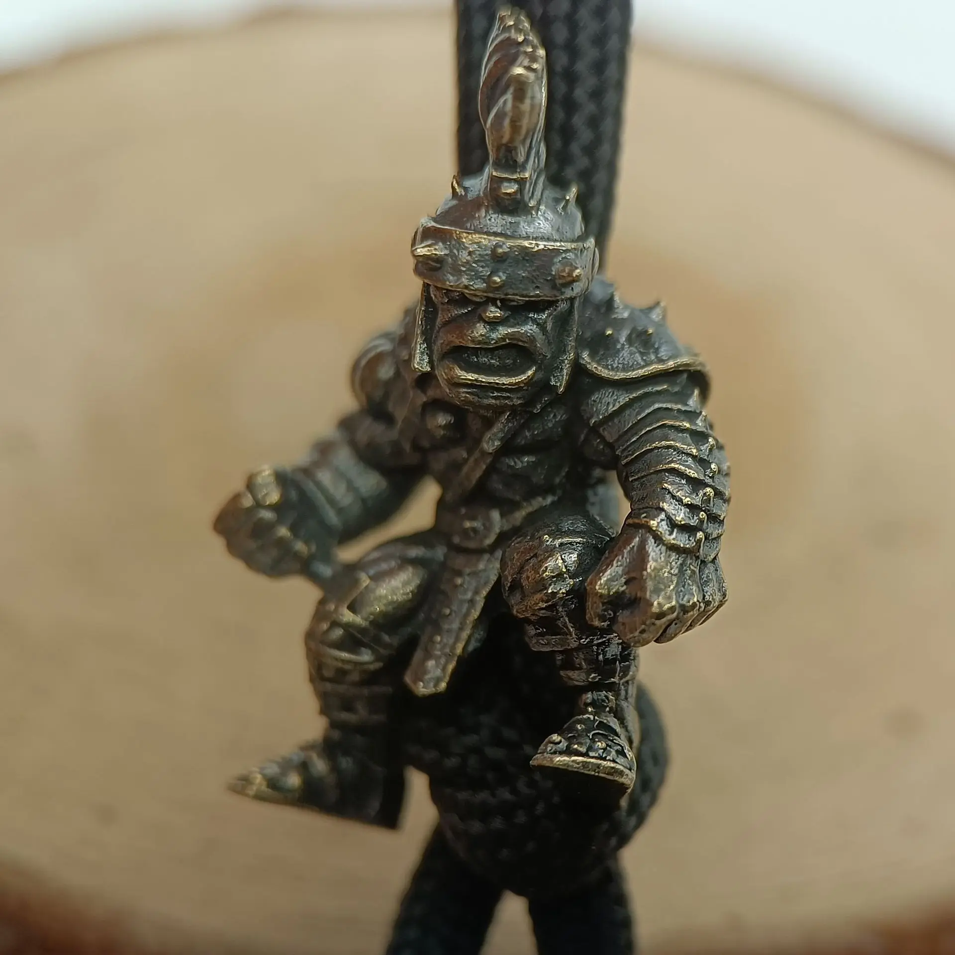 Orc warrior Knife Beads EDC Wear Paracord Tools Brass Copper Lanyard Pendants Character Style Key Rings DIY Accessories