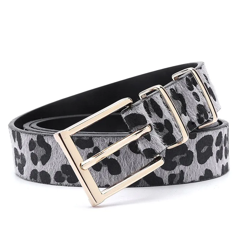 Sexy Leopard Print Horse Hair Belt Women Premium PU Leather Waistband Fashion Dress Pants Accessory hot sale belt