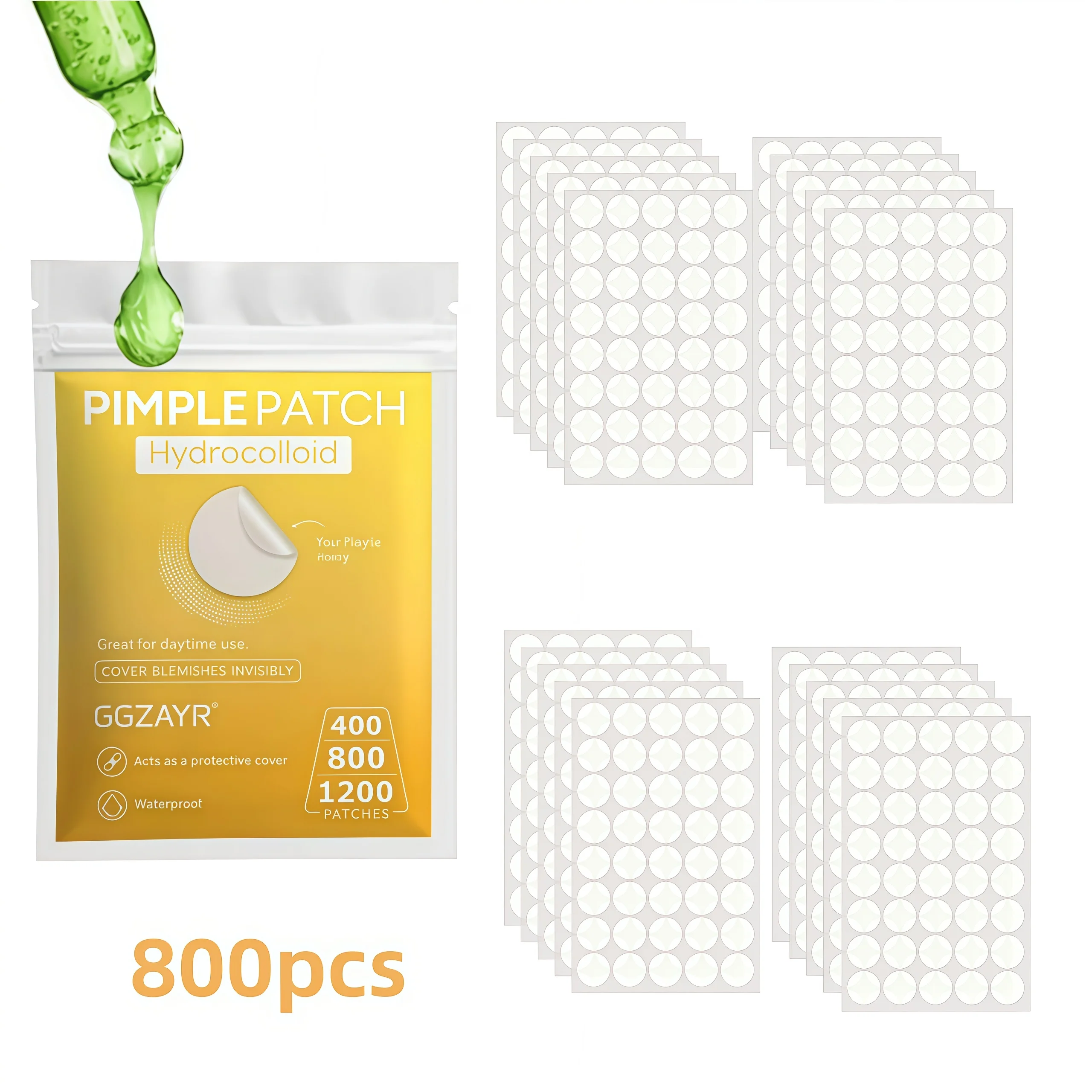 Kit de Adesivos para Acne Redondos Aprimorados 400/800/1400un, Pontos Invisíveis de Adesão Suave para a Pele