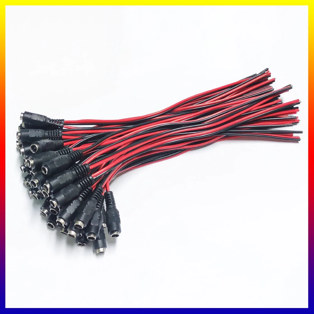 10 sztuk/partia Złącze DC 12V męskie i żeńskie, kabel zasilający z wtyczką do kamery CCTV, przedłużacz przewodu DC — zdjęcie 6
