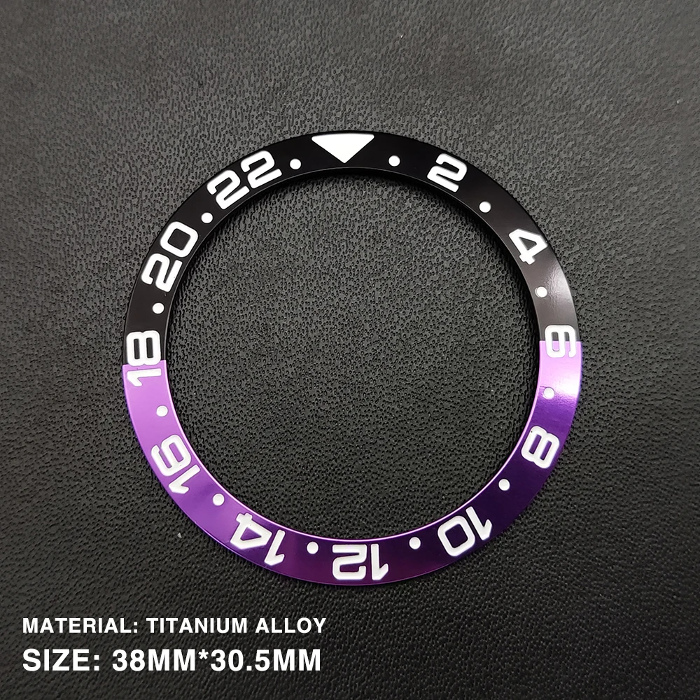 ساعة تعديل مخزن 38 مللي متر الفرعية الحافة الألومنيوم GMT الأحمر الأزرق مع مضيئة الخرز ل 40 مللي متر ساعة رجالي 30.5 مللي متر