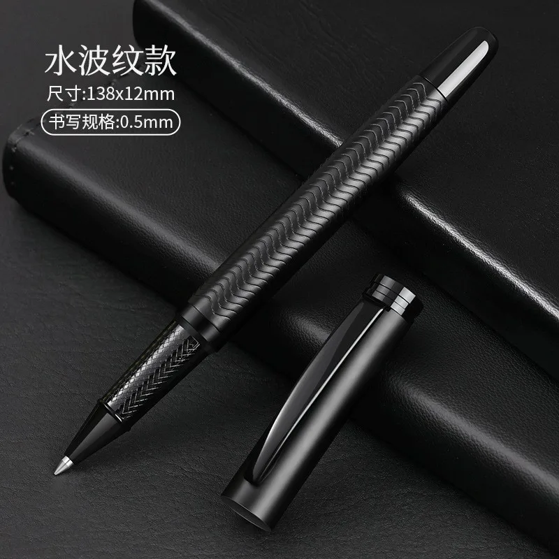 Nowe czarne luksusowe metalowe długopisy do biura, długopisy kulkowe do pisania, długopisy rollerball do podpisu, personalizowane logo, imię, prezent. — zdjęcie produktu 3