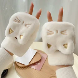 Whitecat fingerless gloves gothic lolita cute mittens with cat ears winter kitty designer flip gloves  luvas handschoenen