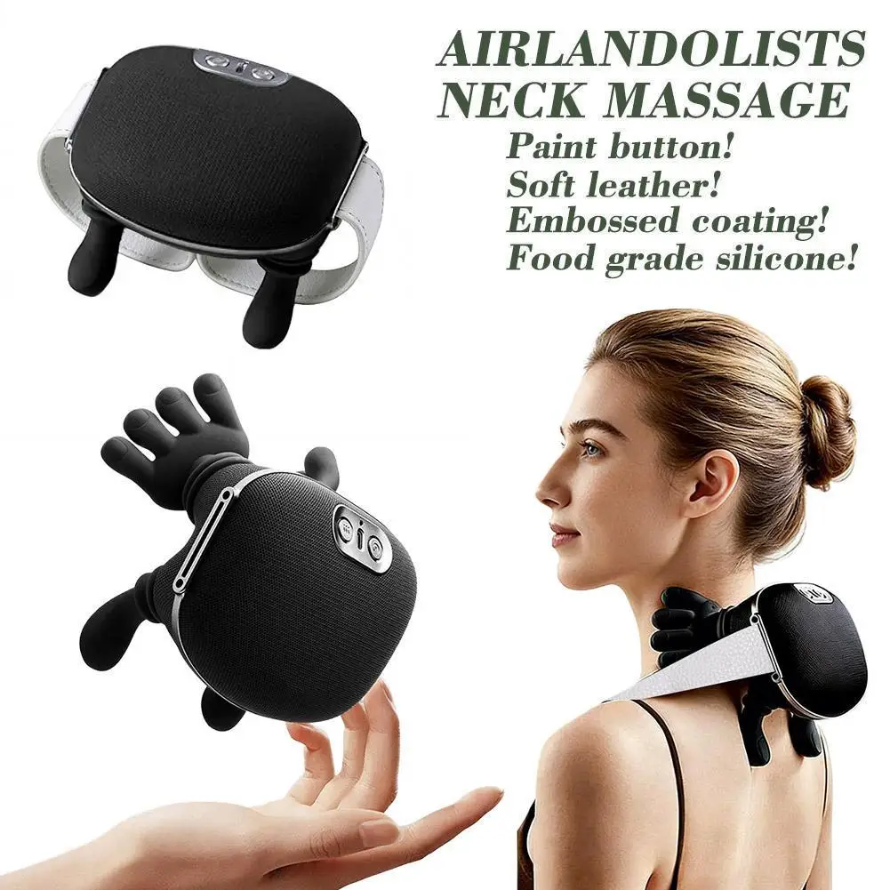 

4D Shiatsu Neck And Shoulder Massager With Heat Deep Kneading Pain Relief For Cervical Spine Rechargeable Electric Massaging