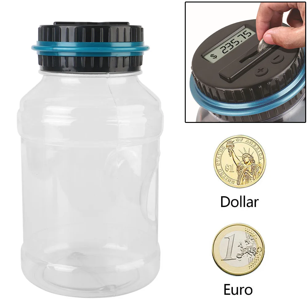 Für usd Euro Geld Münze Geld sparen Box Glas digitale LCD-Zählung große Kapazität elektronische
