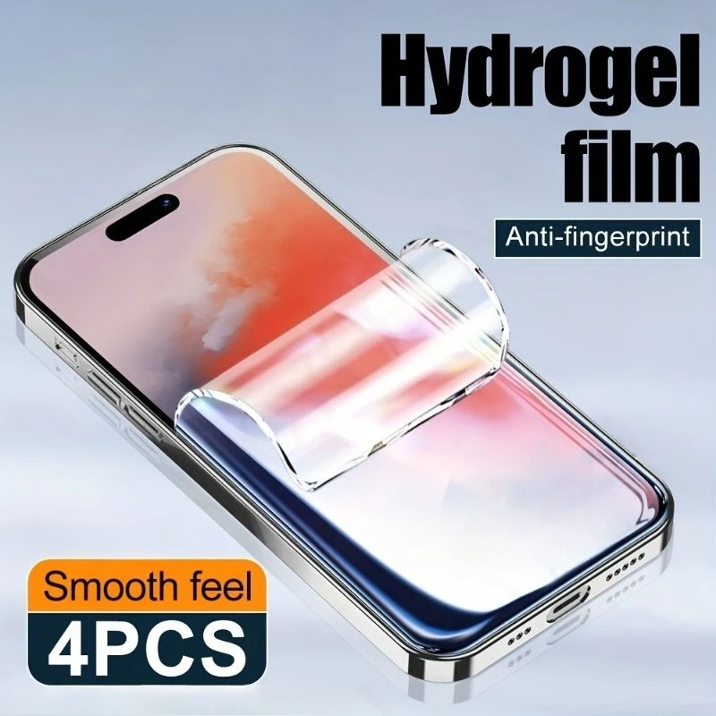 

4Pcs Ultra HD Hydrogel Film for iPhone 17 16 15 Pro Max Air 16 15 Plus Screen Protector For IPhone 14 13 12 11 Pro XR XS Film