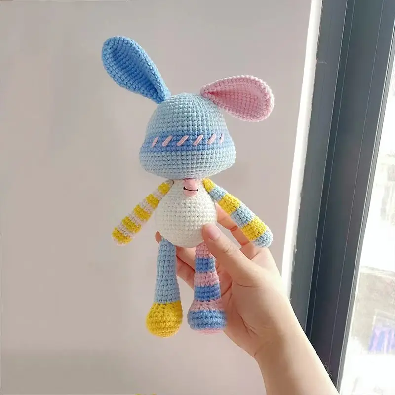 Candy Rabbit Doll Woven DIY Material Wrapped Knitting Yarn with Wool Crochet Needle Cute Pendant Keychain Decorative Couple Gift