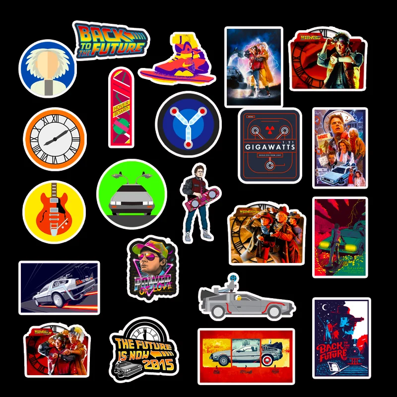 10/30/50PCS Back To The Future Cartoon Stickers Skateboard Motorcycle Luggage Guitar Waterproof Cool Decal Graffiti Stickers