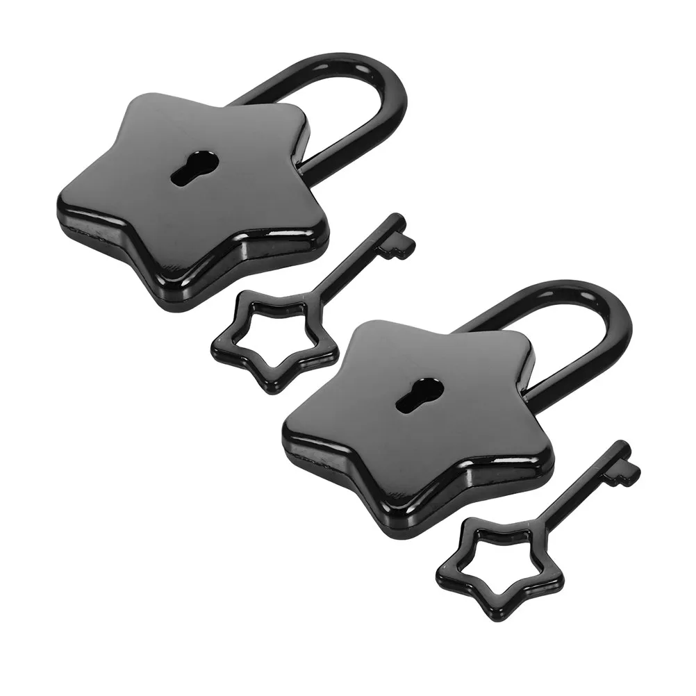 2Pcs Minimalist Star Design Alloy Notebook Locks for Diaries Bags Jewelry Boxes Luggage Travel Small Key Padlock Versatile Use