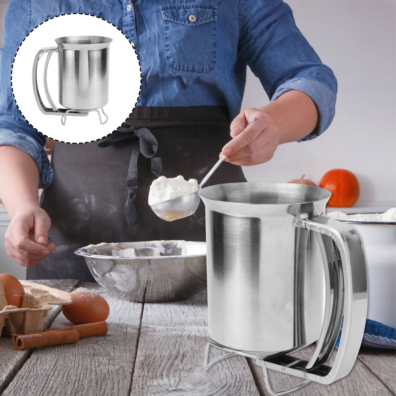 

Stainless Steel Pancake Batter Dispenser Thickened Anti Rust Easy Clean Baking Tool for Pancakes Waffles Crepes Muffins Scones