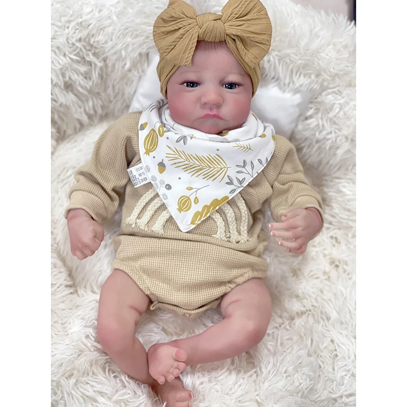 

47CM Newborn Reborn Baby Doll Levi Awake Lifelike Real Baby Soft Touch Hand Paint 3D Skin with Visible Veins Bebe Reborn Doll