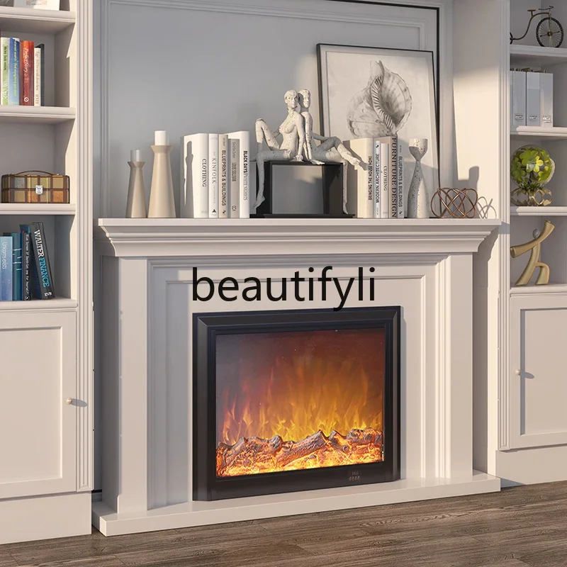 

TV cabinet fireplace decoration white heater household electric fireplace core