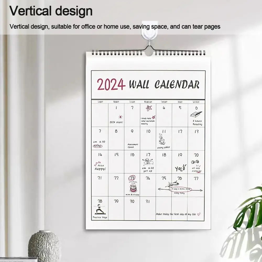 NEW 2024 Simple Wall Calendar Home Office Hanging Wall Calendar Weekly Monthly Planner Agenda Organizer Schedule Reminder