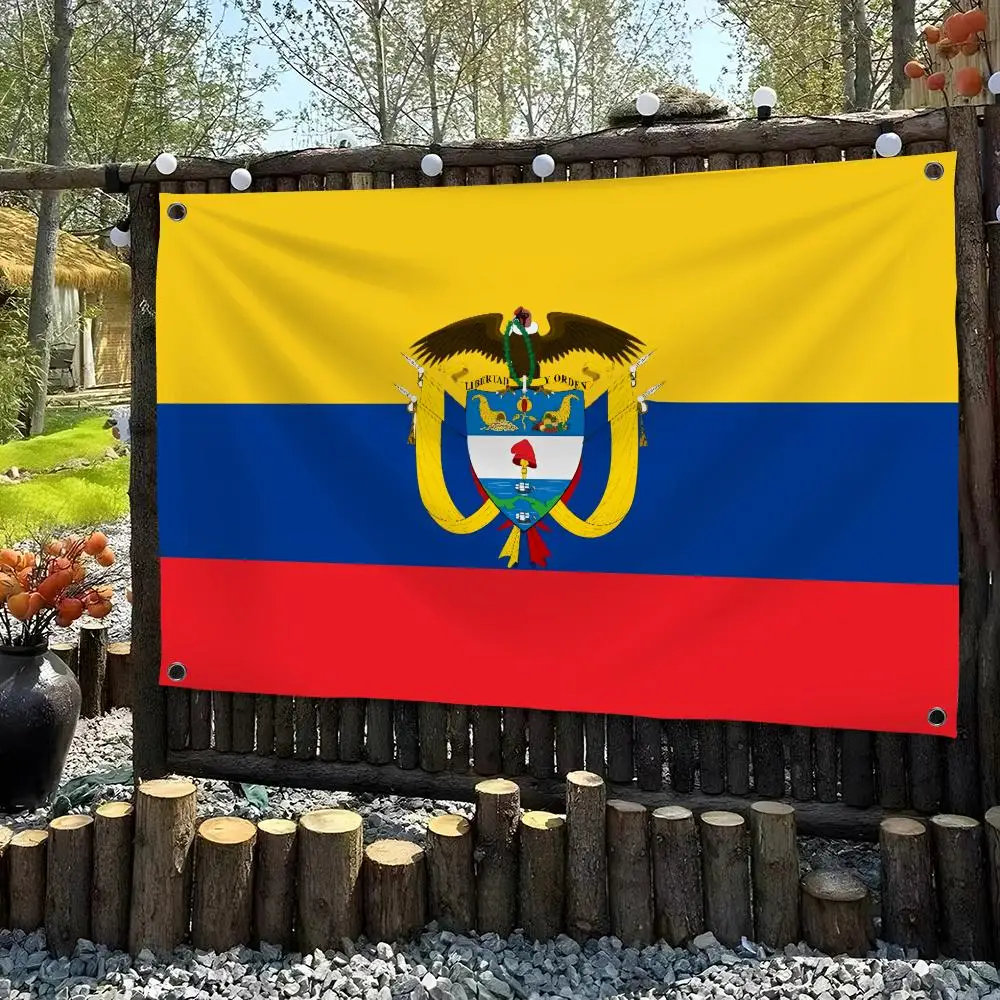Colombia With Emblem Colombian Flags Custom Camping Outdoor Garden Room Bedroom Decor Party Backdrops Wall Art Family Gifts