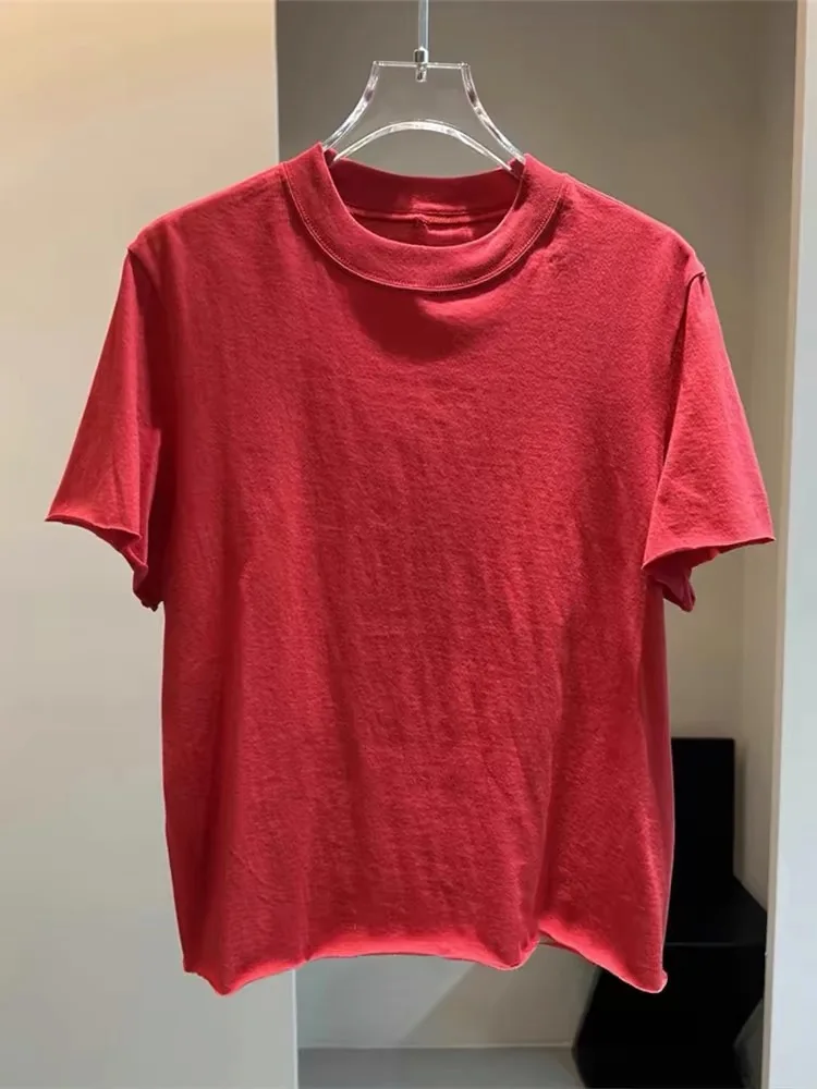 

Красная круглая футболка Ne ort Sve, женский свободный летний топ, корейский Sle Commute Faion, большие размеры, внутренняя одежда, цельный предмет