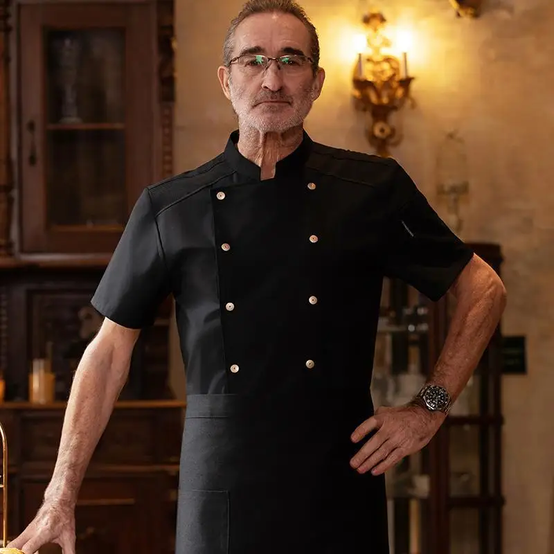 Veste de Chef de restauration de pâtisserie, manches courtes, unisexe, Restaurant, hôtel, cantine, cuisine, uniforme de travail, manteau de Chef fin d'été