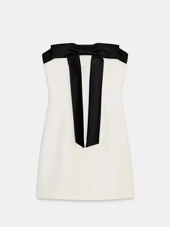 Nouveau hiver femmes Design oulder Bared col droit noeud décoration bustier tubulaire Dr décontracté Sle t-shirt Dr