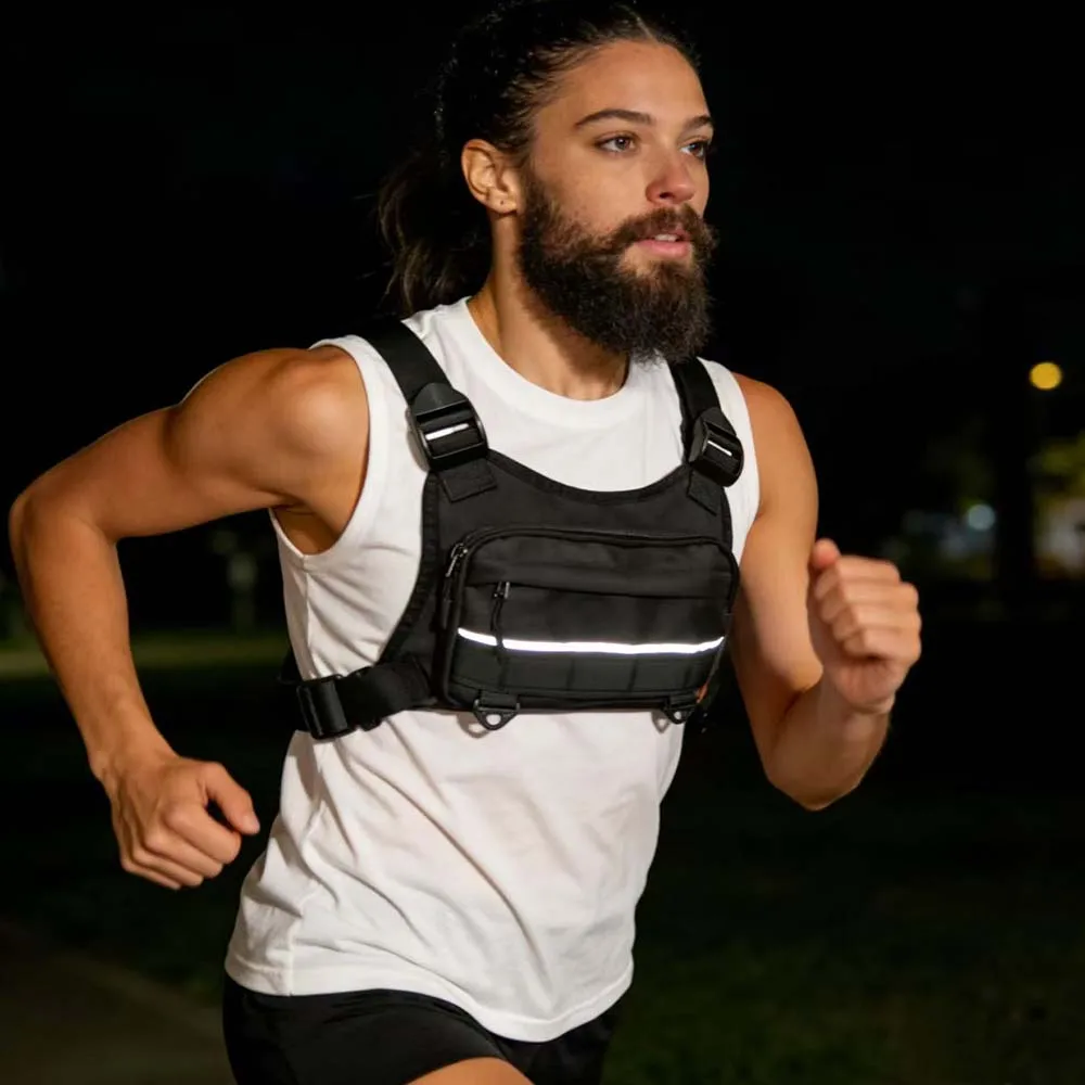 Functional Sports Chest Bag, running vest with zipper pocket, multi-functional chest bags for hiking and fitness training Bolsas