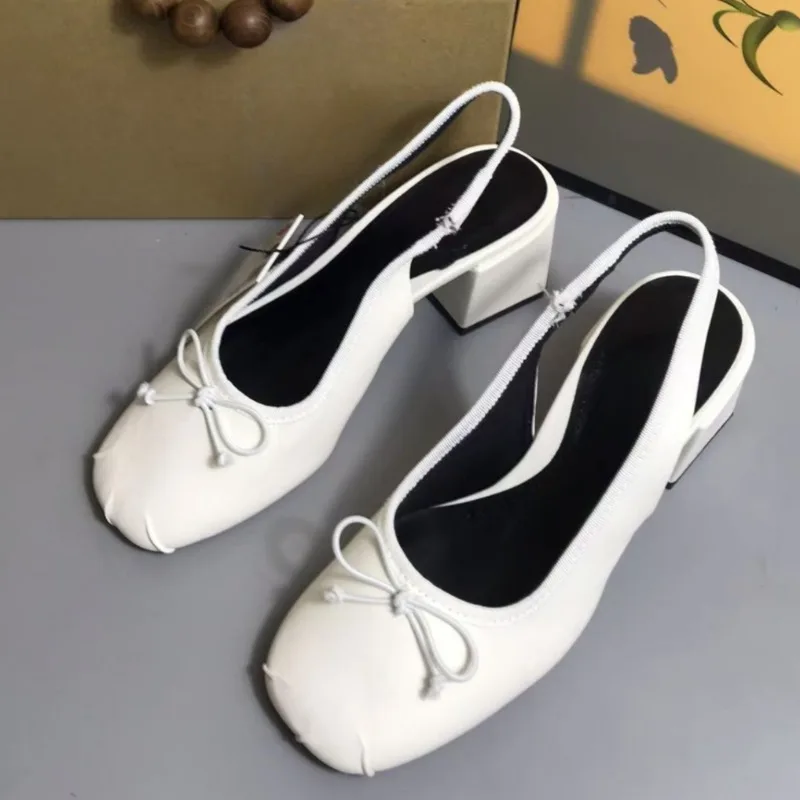 

Лето 202, женские туфли Мэри Джейн на массивном высоком каблуке, белые повседневные удобные женские сандалии с узлом-бабочкой