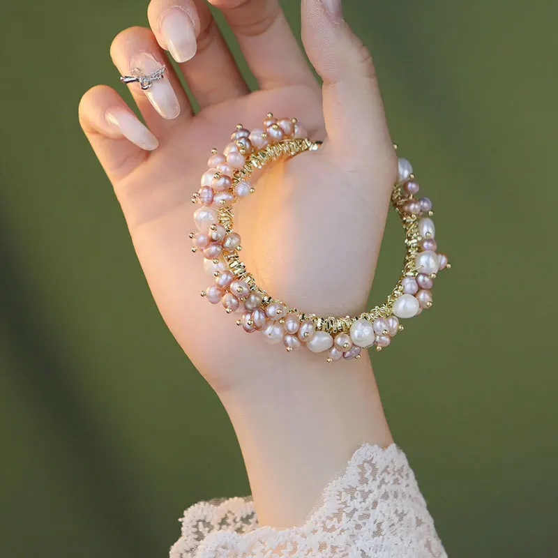 

Fashion Charm Natural Pearls Open Bracelet for Women Luxury Bracelet Jewelry Accessory Wedding Party Ladies Christmas Gifts