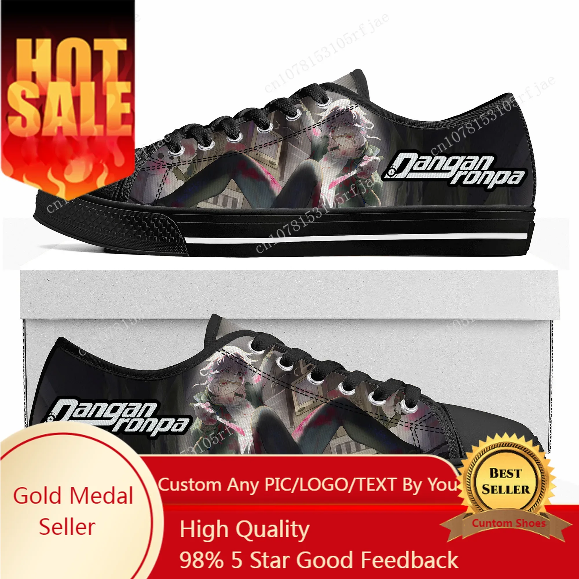 Cartoon Game Danganronpa Komaeda Low Top Sneakers Womens Mens Teenager Shoes Casual Tailor Made Canvas Sneaker