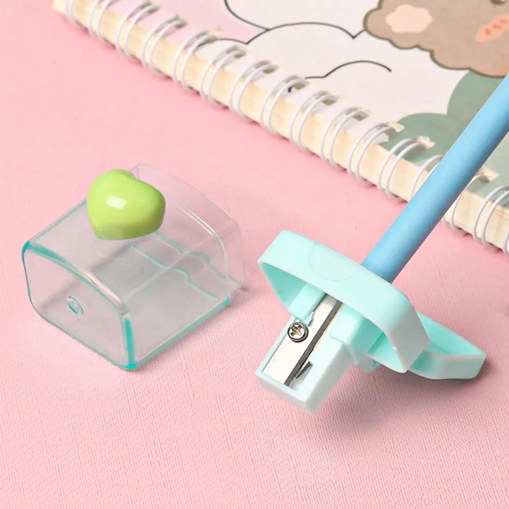 Portable 1/2 Holes Pencil Sharping Tools With Cover Sketching Pencil Sharpener Heart Drawing Pencil Cutter Boys Girls