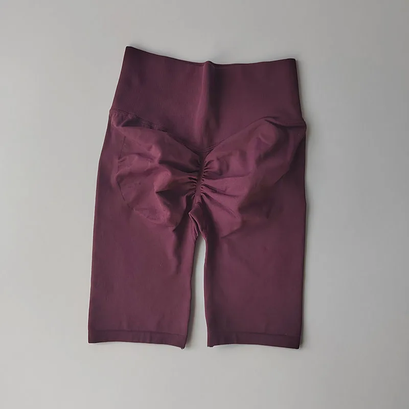 Pfirsichfarbene Fitness-Shorts mit hoher Taille, schnelltrocknend, atmungsaktiv, für das Training, Po-Lifting, eng anliegende Sport-Yoga-Dreiviertelhose – Detail 8