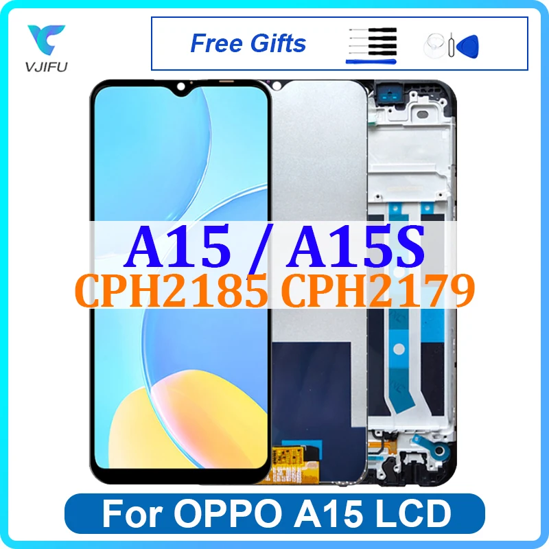 

6.52" LCD For OPPO A15 A15S Display Touch Screen CPH2185 CPH2179 Digitizer Assembly Replacement With Frame Repair 100% Test