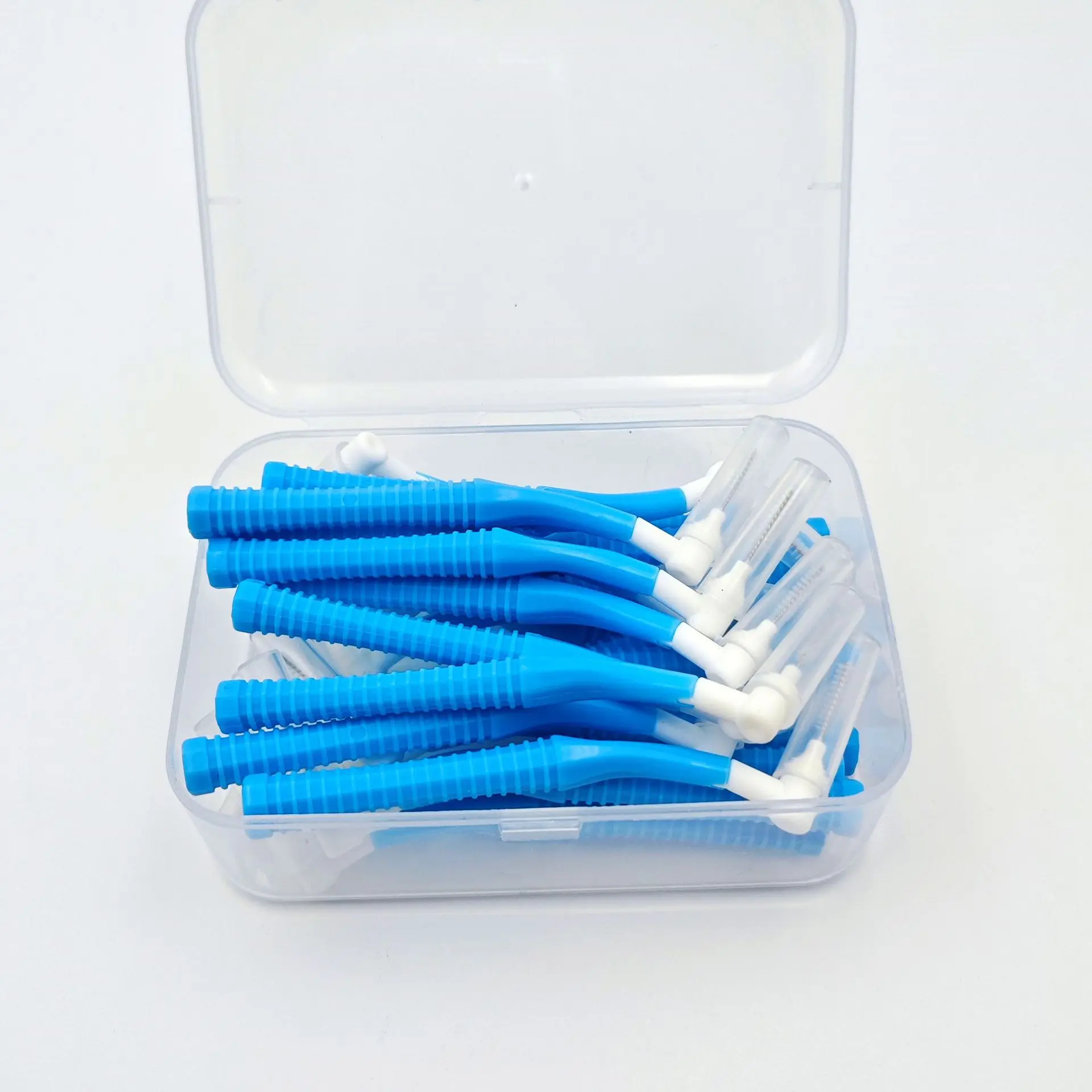 Escova interdental em forma de l para ortodôntica dentária, 20 peças, limpa entre ferramentas de limpeza dos dentes, mini escova macia com capa contra poeira