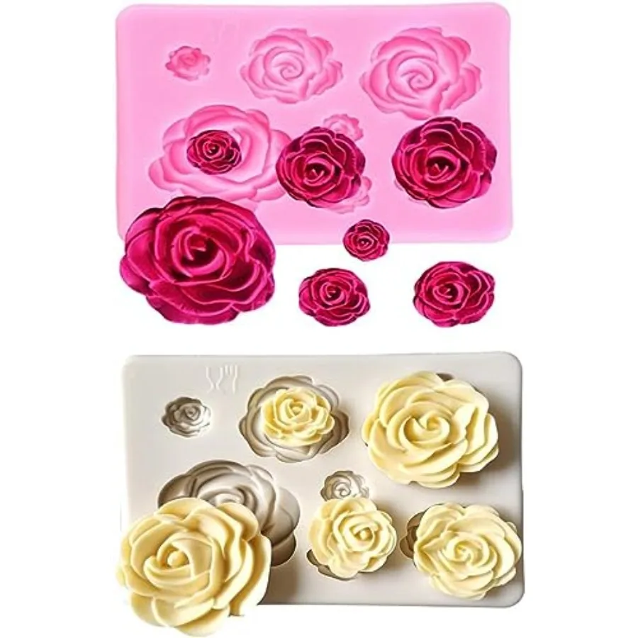 

2PCS Rose Flowers silicone molds Cake Chocolate Mold wedding Cake Decorating Tools Fondant Sugarcraft Cake Molds