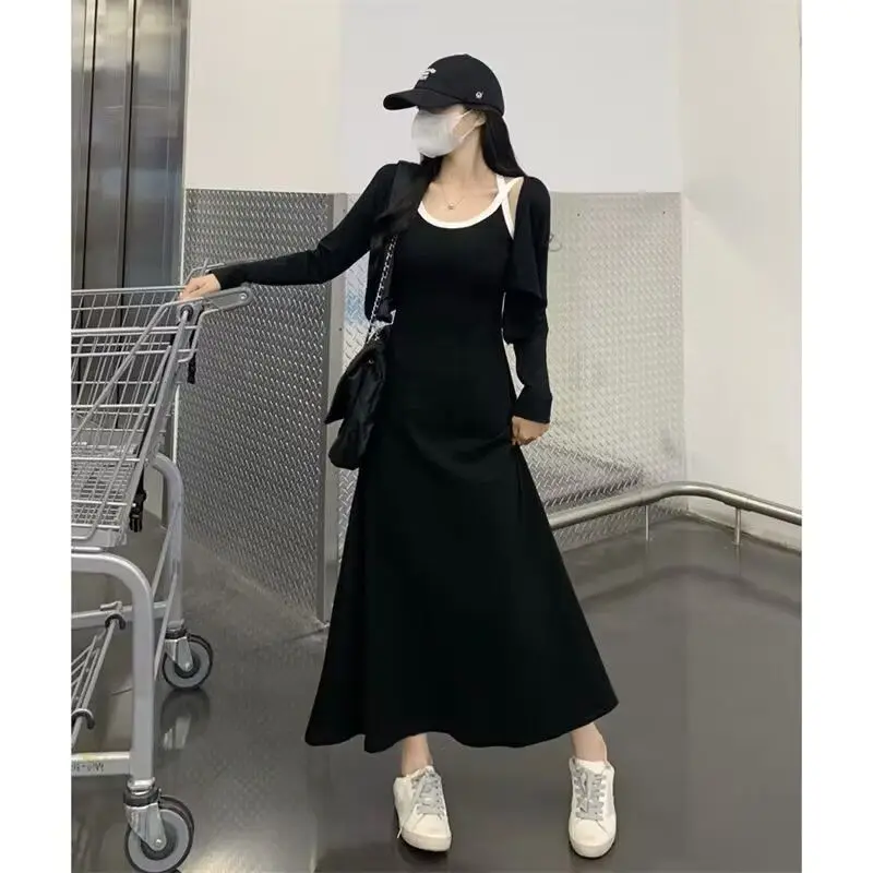 Camisole Summer Buttocks Wrapped Midi Dress Vest Skirt Large Swing Skirt Color Block Casual Women Clothing Holiday Dresses 2024