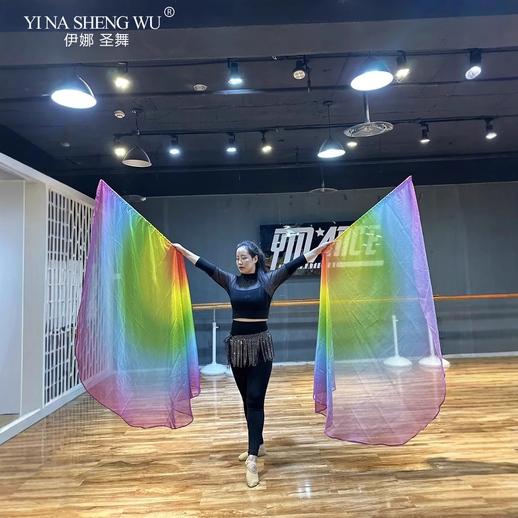 New Style Worship Flag Dance Props Praise Flag Chiffon Gradient Scarf Performance Dance Seven-color Rainbow Dance