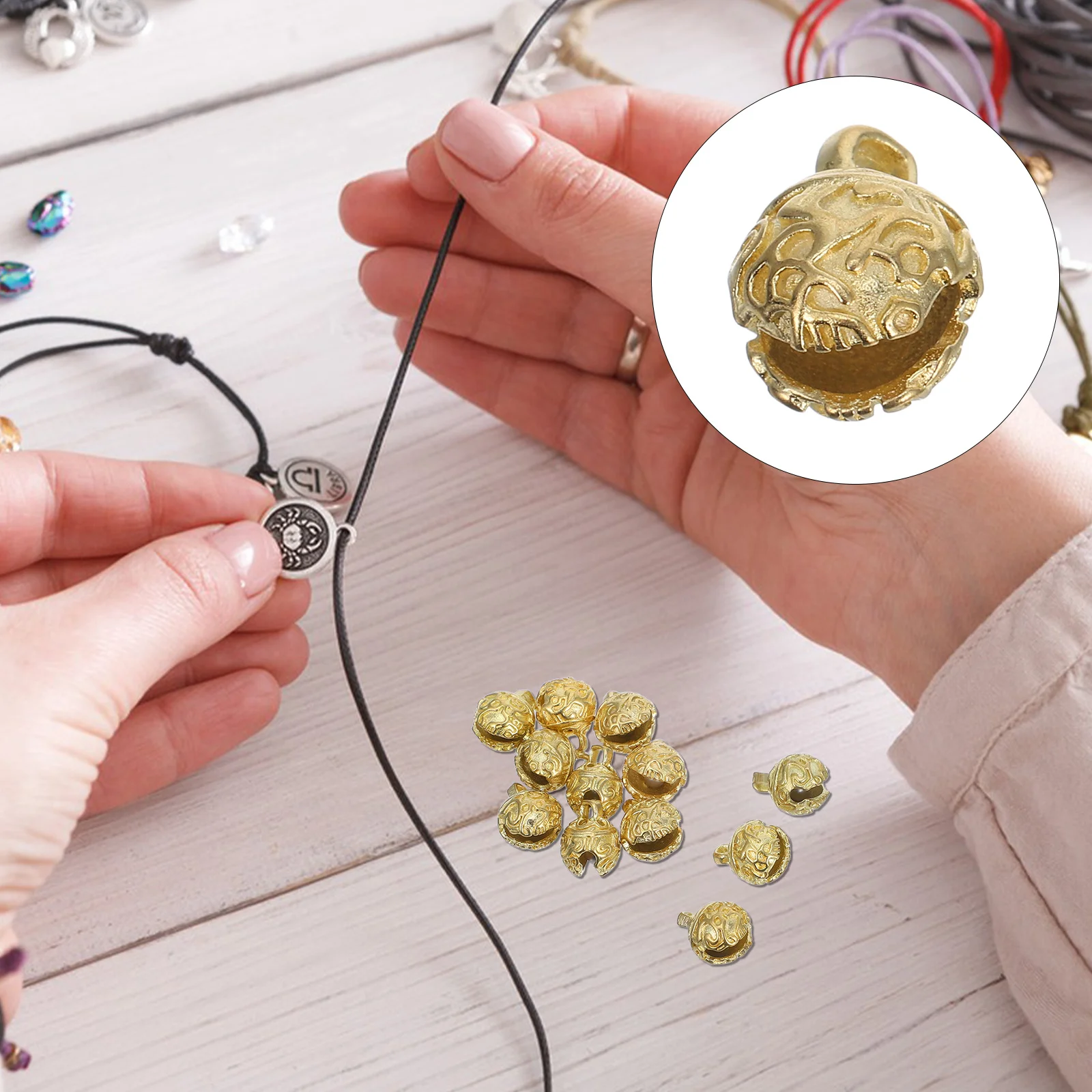 

12Pcs Mini Brass Bells Style Jingle Charms for DIY Jewelry Necklace Keychain Handmade Craft Accessories