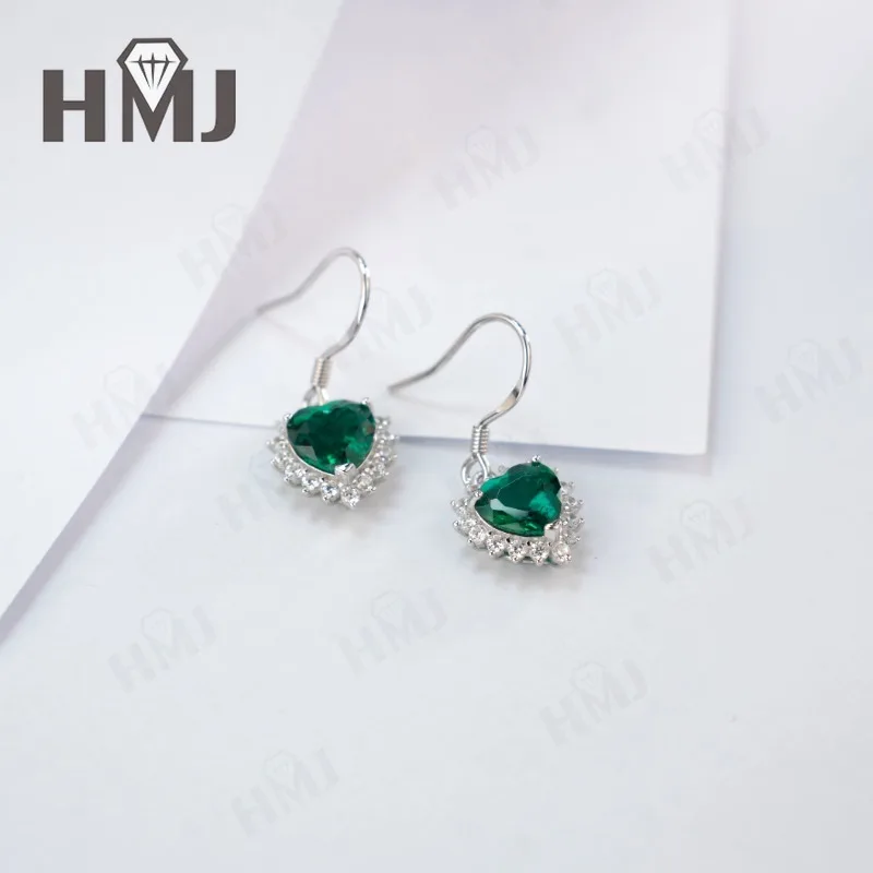 Ohrringe Rubin Smaragd Laborgezüchtete Edelsteine Herzschliff 925 Silber Vergoldet mit 18K Gold Luxuriöser Trendiger Vintage Feiner Schmuck Charms – Detail 10