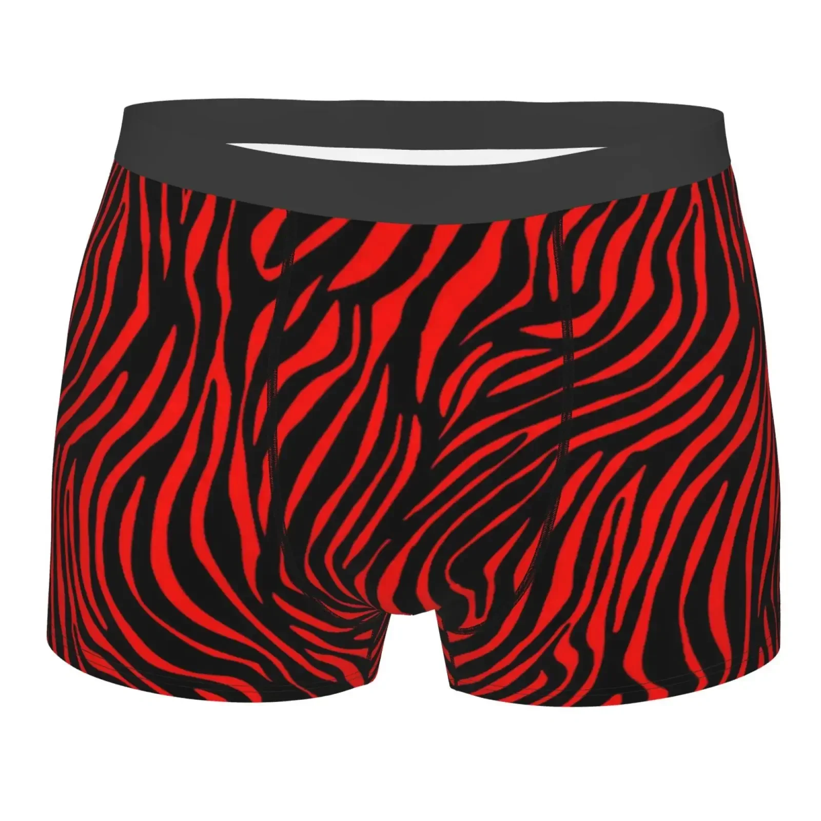 Red Zebra Print Men Printed Boxer Briefs Underwear Highly Breathable Boxer Shorts Panties Breathable Underpants For Homme