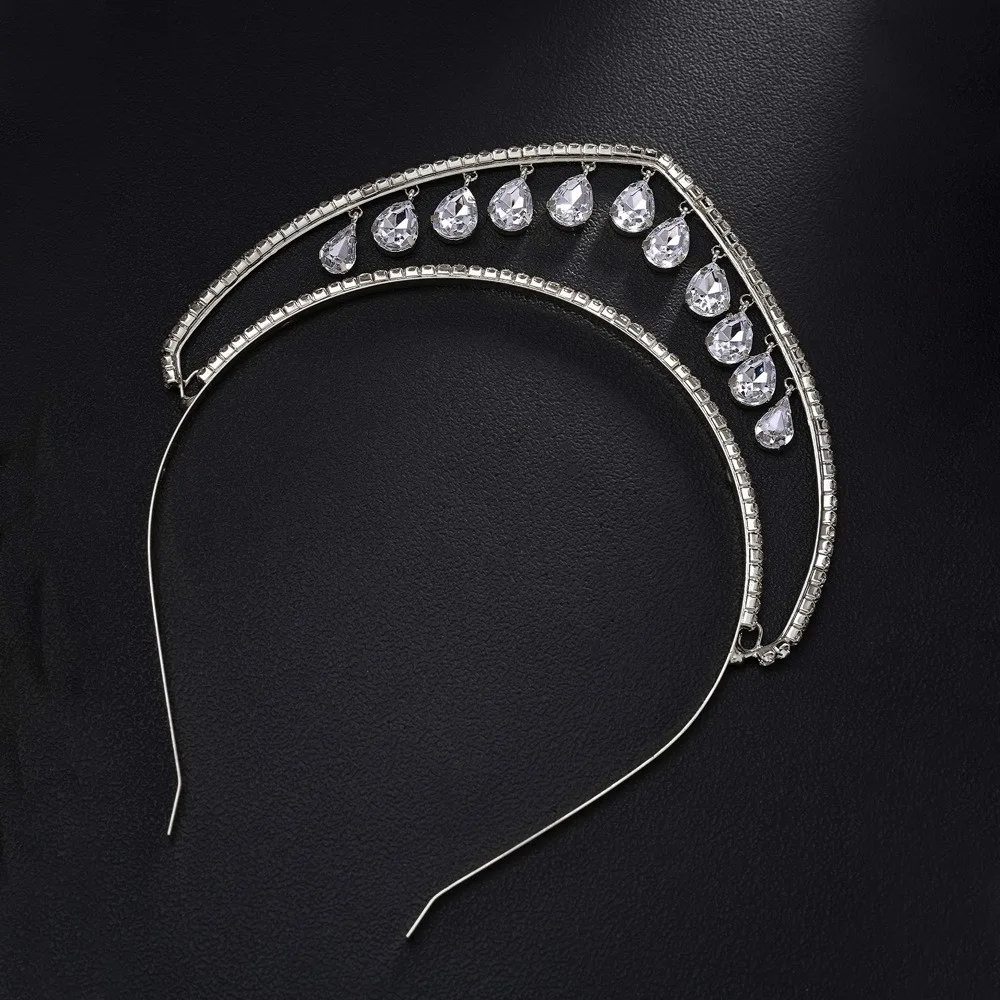 

Роскошная корона-капля для волос с кристаллами, двухслойная повязка на голову для принцесс, украшение для волос для женщин, бижутерия для выпускного вечера