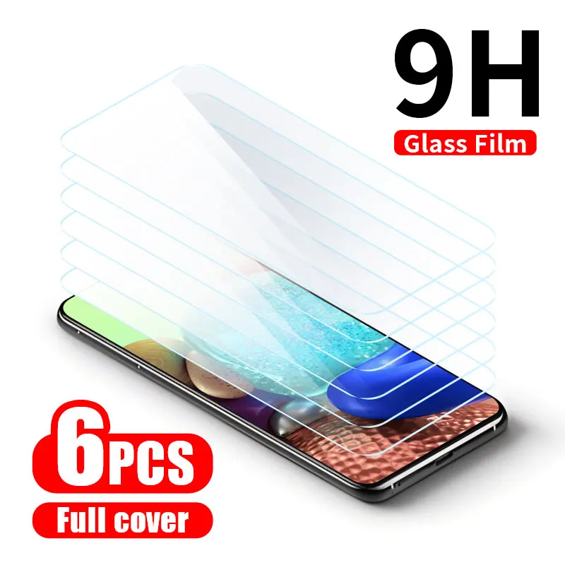 6pcs tempered glass film For Samsung A10 A20E A20S A30S A40 A60 A70 A80 A01 A11 A21S A71 A91 screen protector Glass smartphone