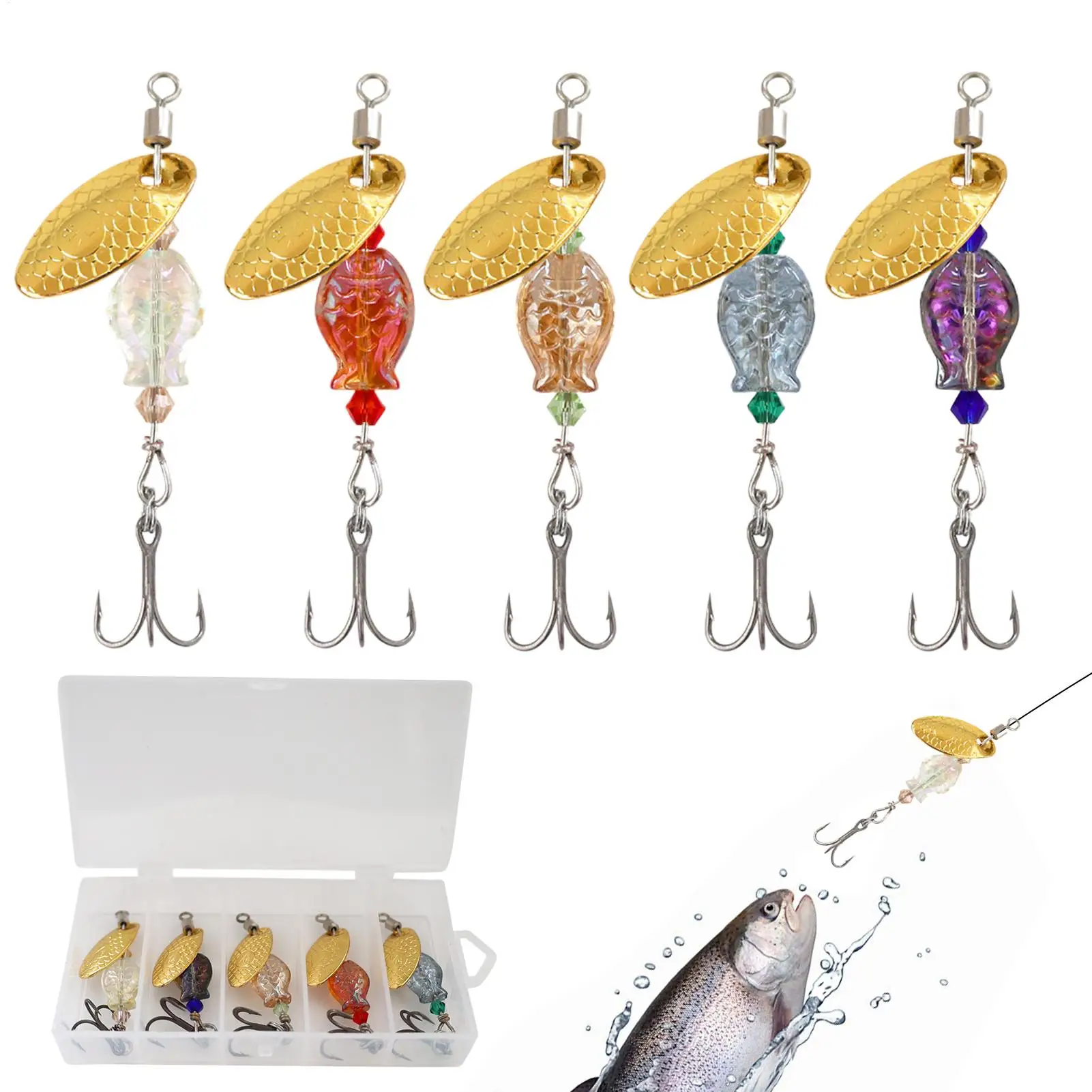 

Fishing Spinner Baits Realistic Fishing Lures Vibrating Simulated 5 Pieces Hooks Bait For Adventures Freshwater Camping Men