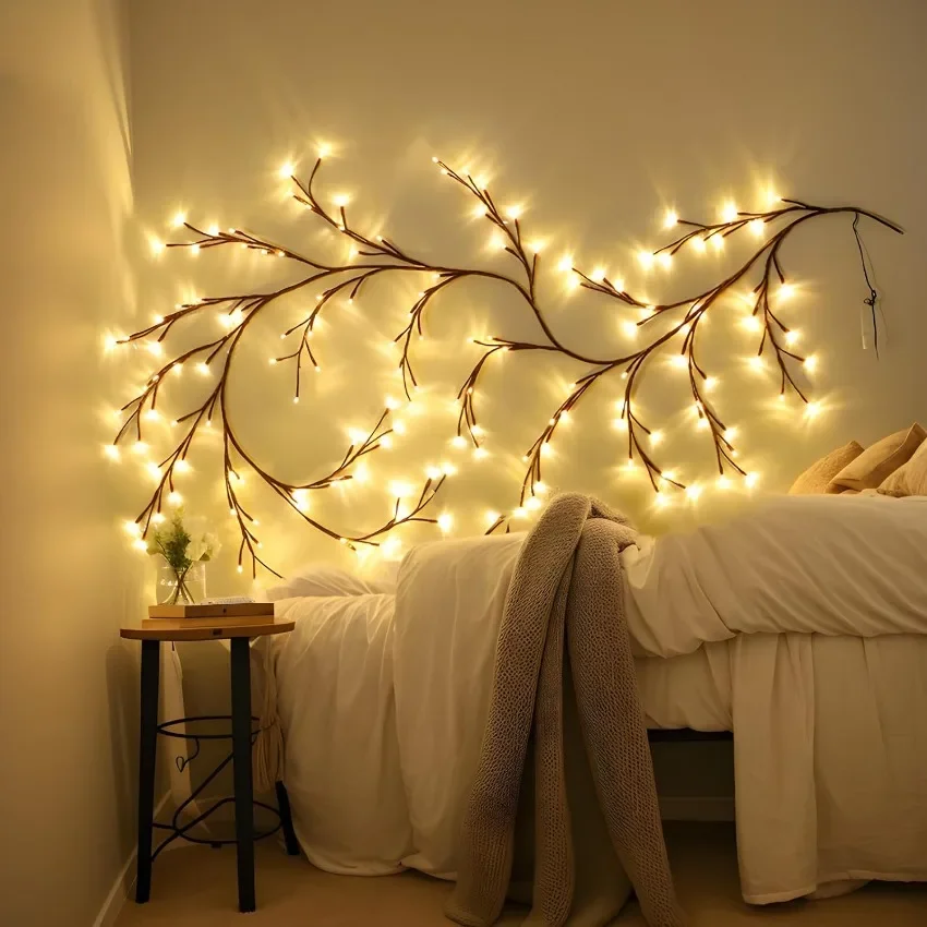 Christamas Party Vine Lights 144LEDs Indoor Walls Lighted Willow Vine Lights for Walls Bedroom Living Room Home Decor Aesthetic