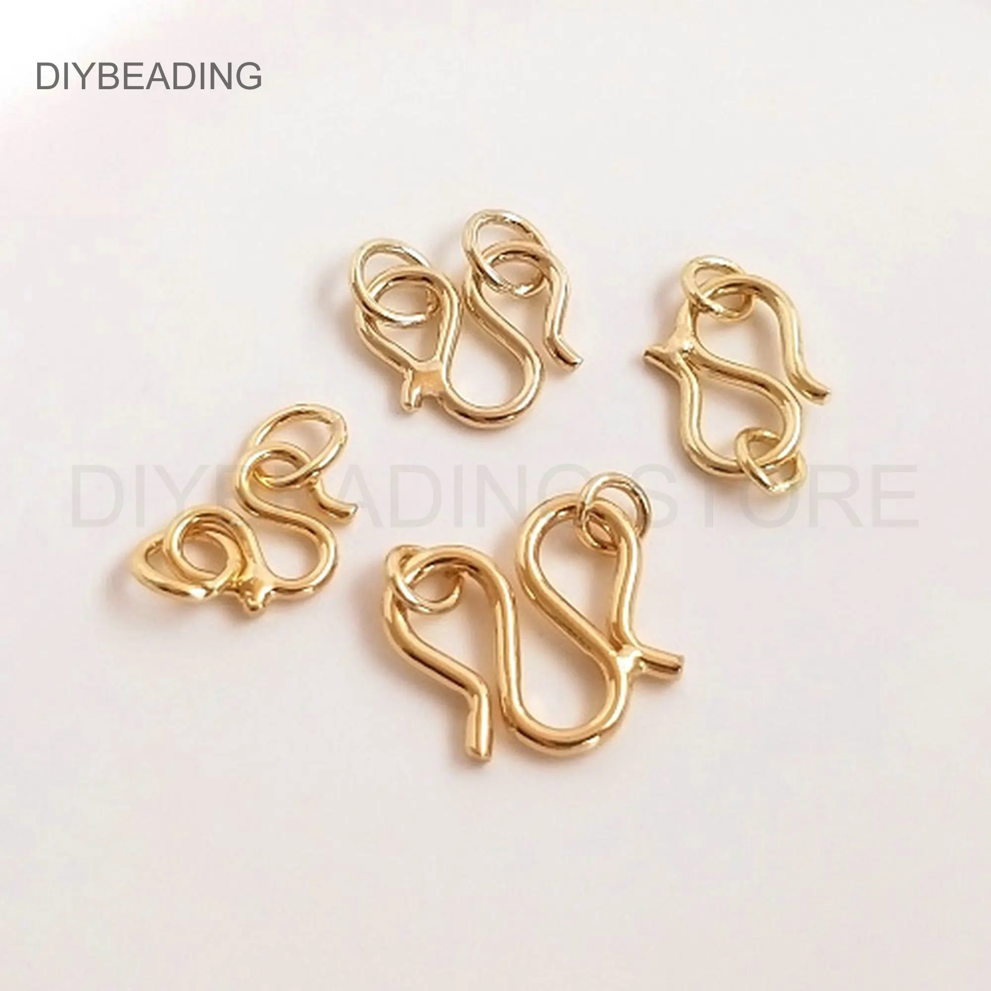 

W Hook Clasp with Closed Ring 14K Real Gold Plated Brass W/ S Shape Link Connector for Necklace Bracelet Jewelry Making Supplies