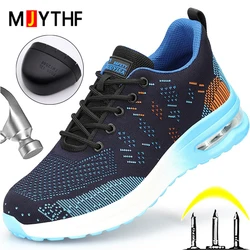 Modne buty ochronne dla mężczyzn damskie buty robocze antypoślizgowe ze stali buty z palcami obuwie ochronne trampki amortyzujące