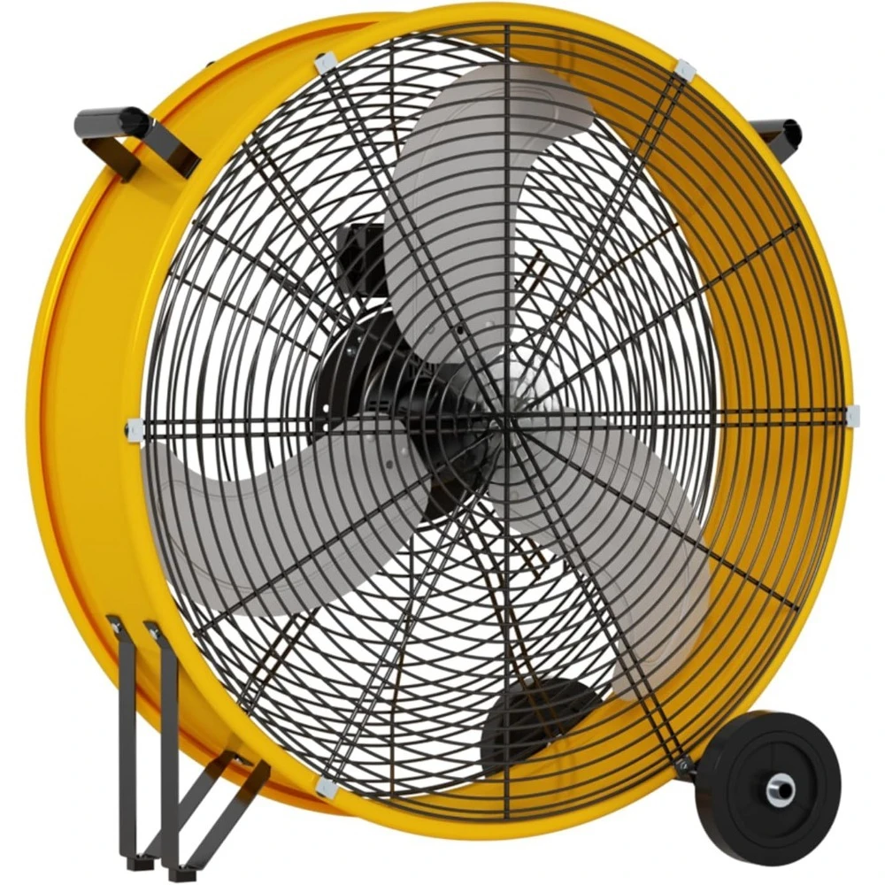 

Heavy Duty Metal Drum Fan, 14000 CFM High Velocity Floor Fan, 3-Speed, 5in Solid Wheels Movable Industrial Drum fan