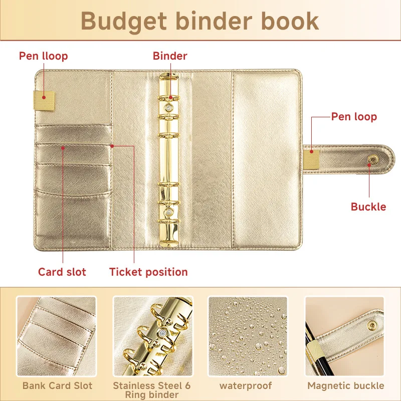 A6 Gold lila Muster DIY lose Left Binder Notebook Cover Tagebuch Agenda Planer Papier Cover Schul briefpapier