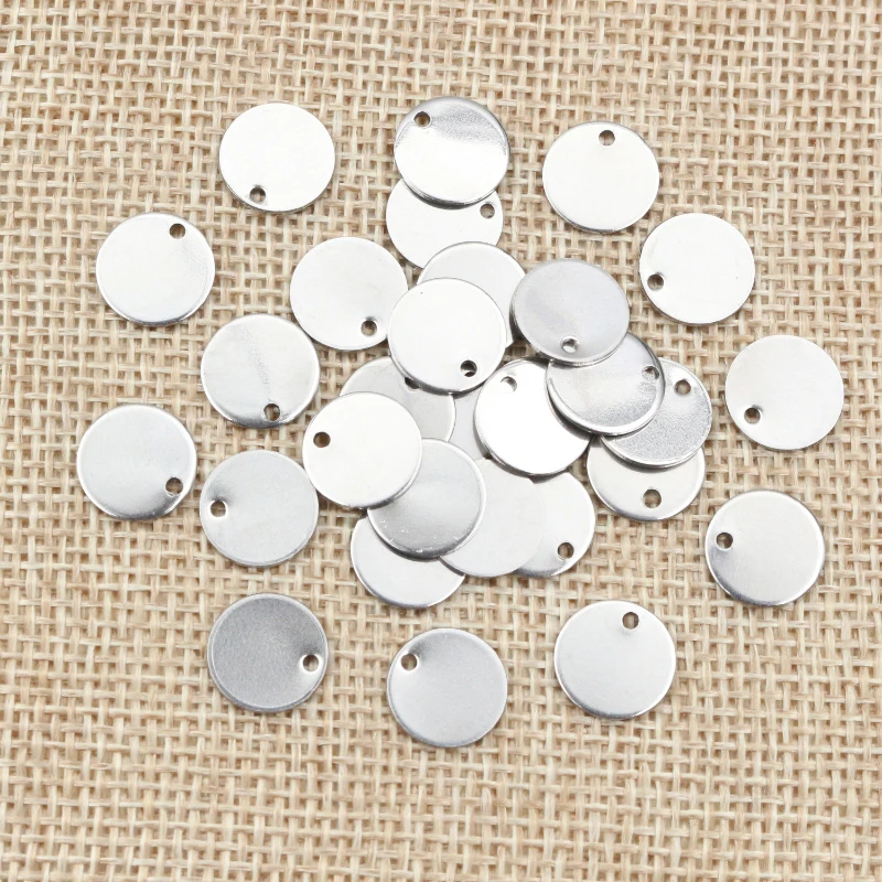 6 8 10 12 15 18 20 25mm Charms 316 Stainless Steel Gold Plated Round One Hole Charm DIY Necklace Pendant Jewelry Finding