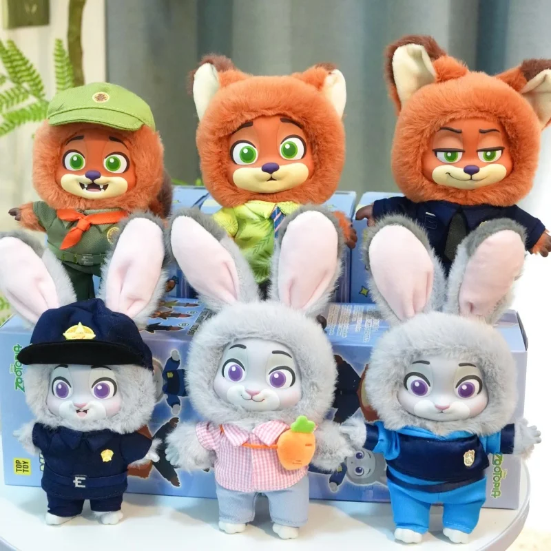 

Оригинальная коллекция плюшевых игрушек Disney Zootopia: Серия «Путь развития Ника и Джуди», аниме-фигурки в закрытых коробках, милый подарок на день рождения
