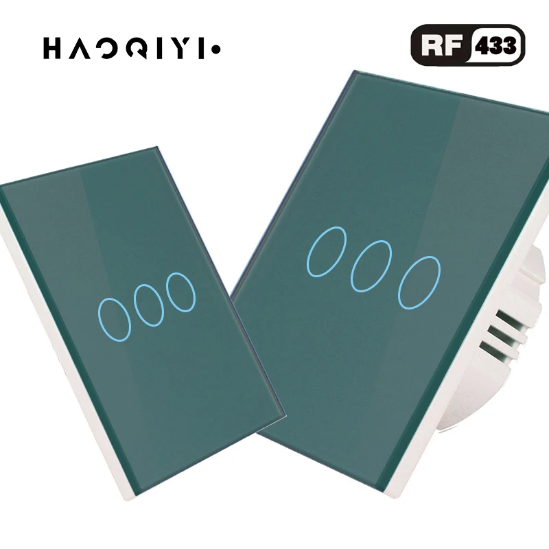 HAOQIYI Touch Switch Tempered Glass Panel Wet Hands Can Use Easy Clean AC100 -220V 37/5000 RF433 EU