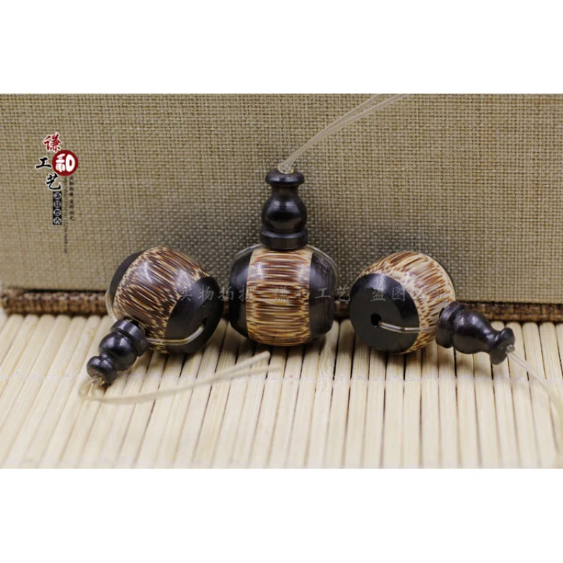 Golden - Buddha head, brown bamboo inlaid with ebony and boxwood three-way, DIY jewelry accessories