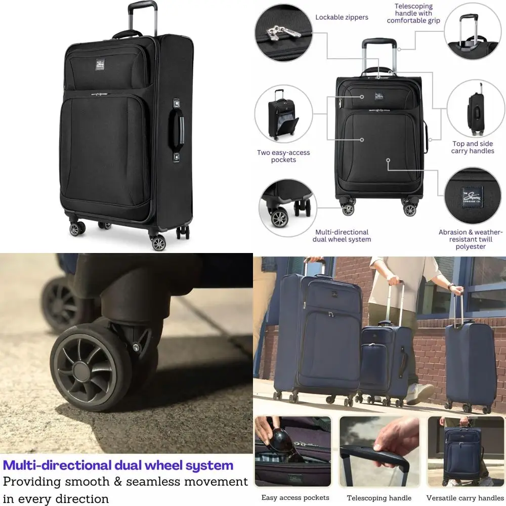 

lightweight large checked luggage with wheels - tsa approved spinner suitcase for travel