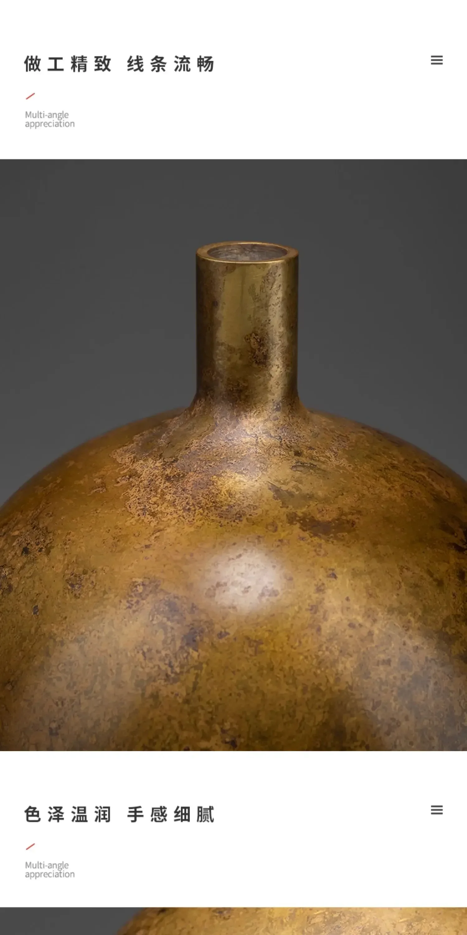 Master Copper, nine-inch blue living room tabletop vase, copper ornament, home decoration